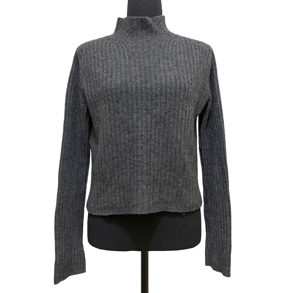 Vintage 90s Abercrombie & Fitch Ribbed Knit Wool Blend Sweater M Gray Y2K Preppy